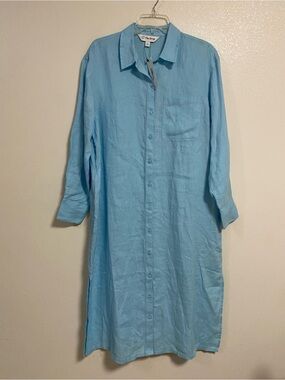 The Drop Dress Women’s Size Large Baby Blue Fiona Relaxed Button-up Shirt Dress